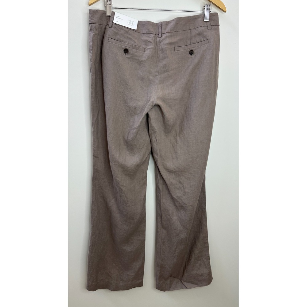 NEW LOFT 100% Linen Marisa Modern Trouser Pants Size 10 Taupe Wide Leg Office - Picture 8 of 11